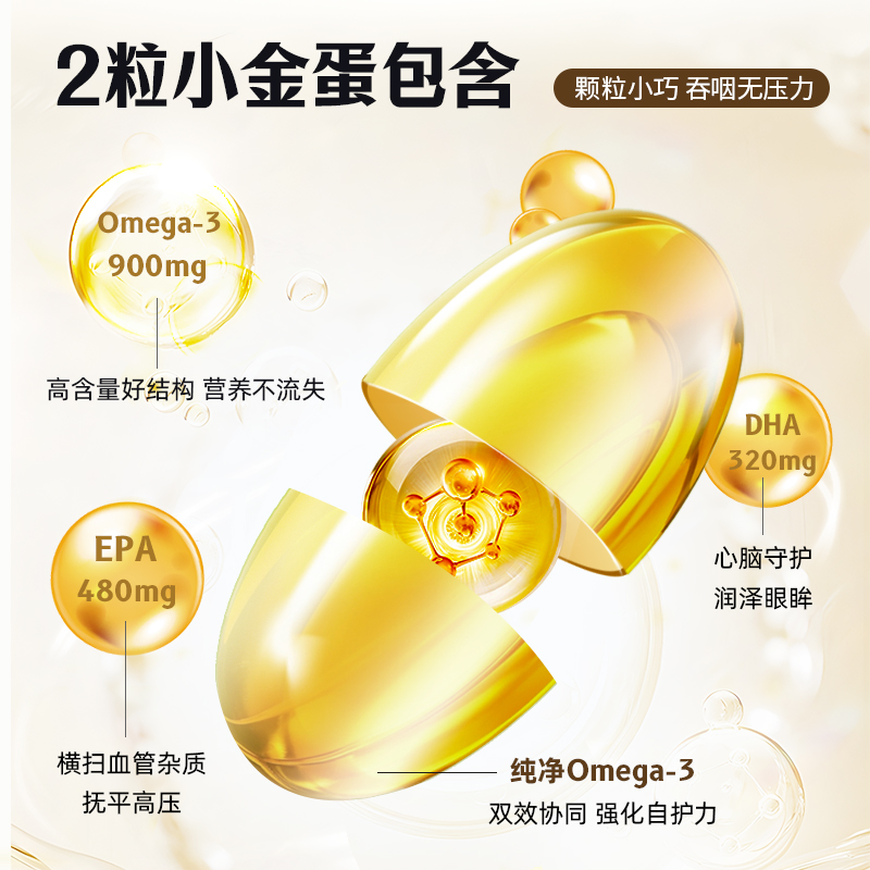 UiPre深海小金蛋鱼油胶囊omega3EPADHA高浓度欧米伽成人养护血管