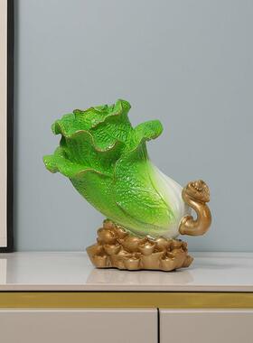 中式百财如意白菜摆件招财家居客厅装饰品店铺开业礼物树脂工艺品