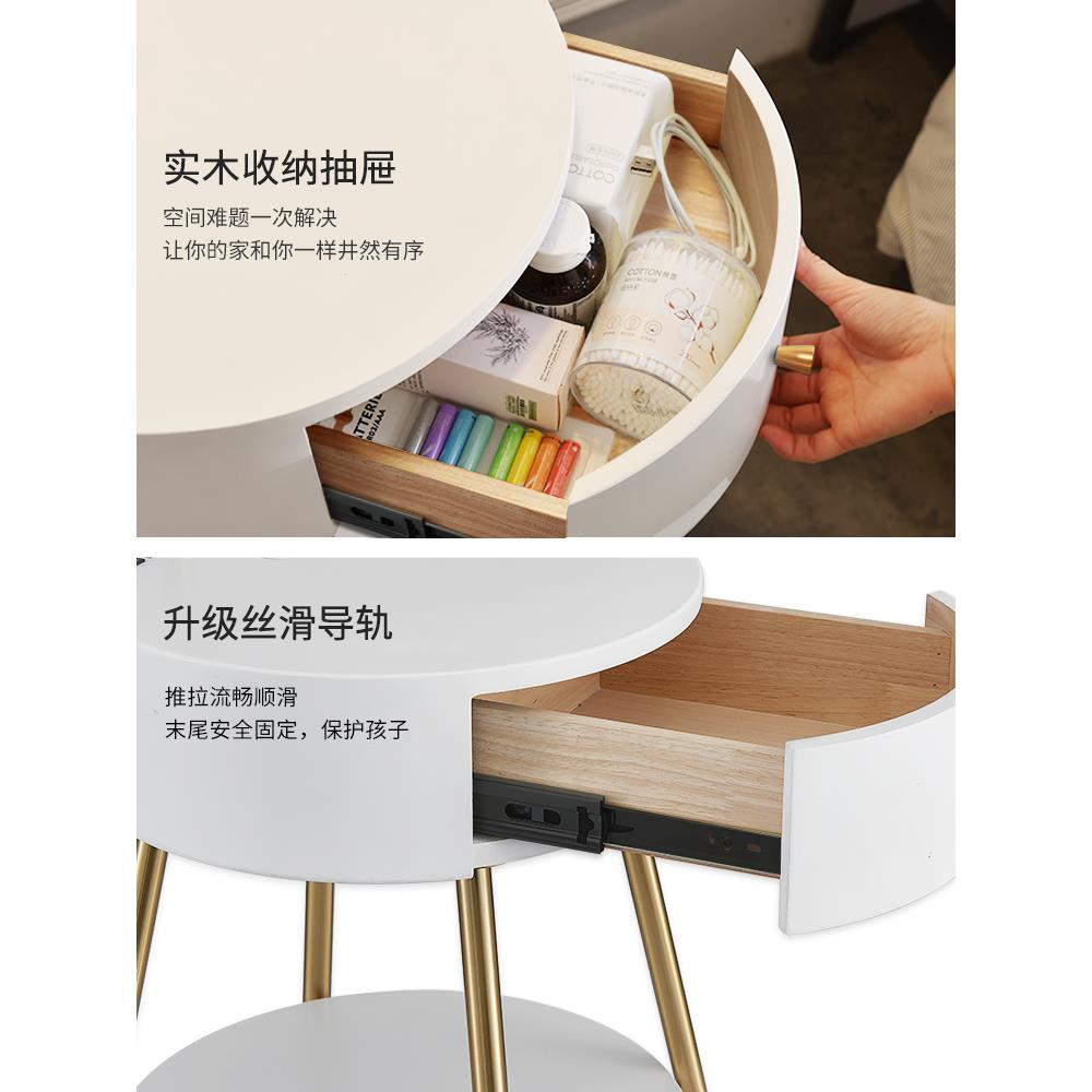 中古客厅茶几充电置物架落地灯轻奢卧室床头柜一体法式落地台灯 - 图1