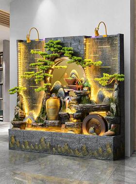 水幕墙流水屏风酒店假山流水喷泉鱼池景观装饰公司背景墙庭院水景