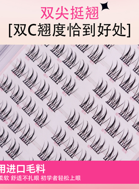 鱼小丫假睫毛轻奢双尖系列睫毛女自然仿真分段式懒人三部曲眼睫毛