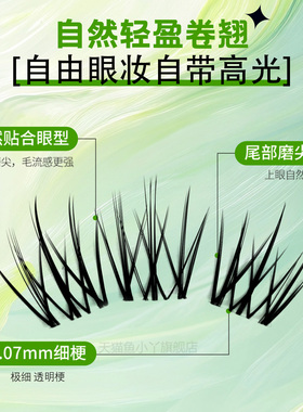 鱼小丫假睫毛蓬松漫画自然仿真分段式单簇懒人三部曲新手眼睫毛