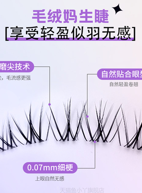 鱼小丫假睫毛在逃公主系列女自然仿真睫毛单簇分段式新手眼睫毛