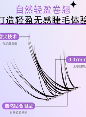 鱼小丫假睫毛女自然仿真风吹仙子懒人单簇妈生日常分段式眼睫毛