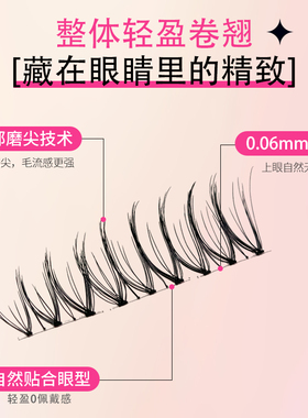 鱼小丫假睫毛N07三部曲女自然仿真睫毛纯欲单簇分段式新手眼睫毛