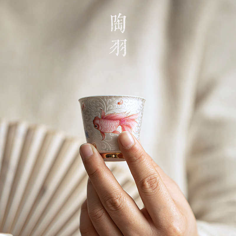 珐琅彩纯手工掐丝银品茗杯大号主人杯高档茶具男女个人专用茶杯,淘宝优惠券,粉丝福利购,淘宝优惠卷