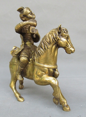 黄铜招财客厅马上封侯马上猴摆件