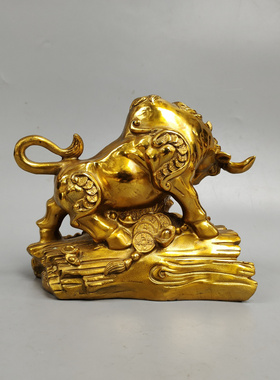 牛气冲天铜牛摆件如意招财书房