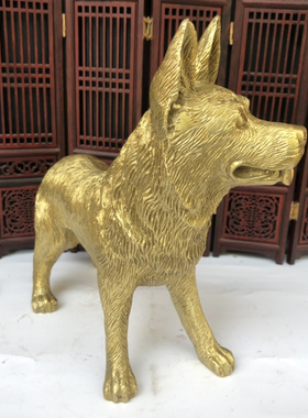 铜招财中式生肖狼狗摆件吉祥物