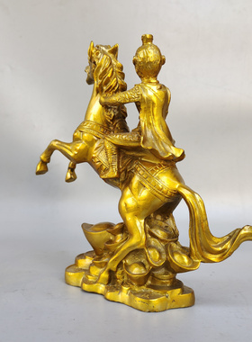 黄铜招财中式马上封侯令旗摆件