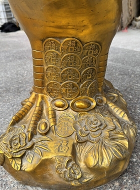 高1米大公鸡摆件大号铜鸡福字鸡