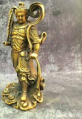 黄铜关公财神韦陀菩萨摆件招财