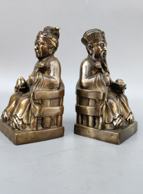 黄铜佛堂土地公公婆婆土地爷摆件