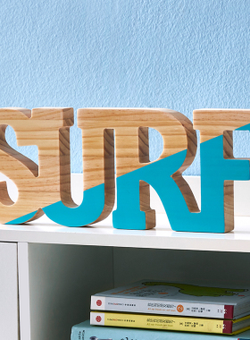 实木英文字母立体摆件创意t装饰客厅家居卧室书房桌面松木书架摆