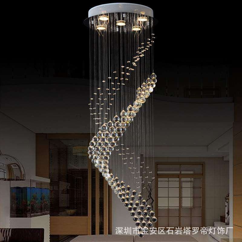 亚马逊现代LED水晶吊线灯圆形简约螺旋复式楼梯吊灯客厅吊灯,淘宝优惠券,粉丝福利购,淘宝优惠卷
