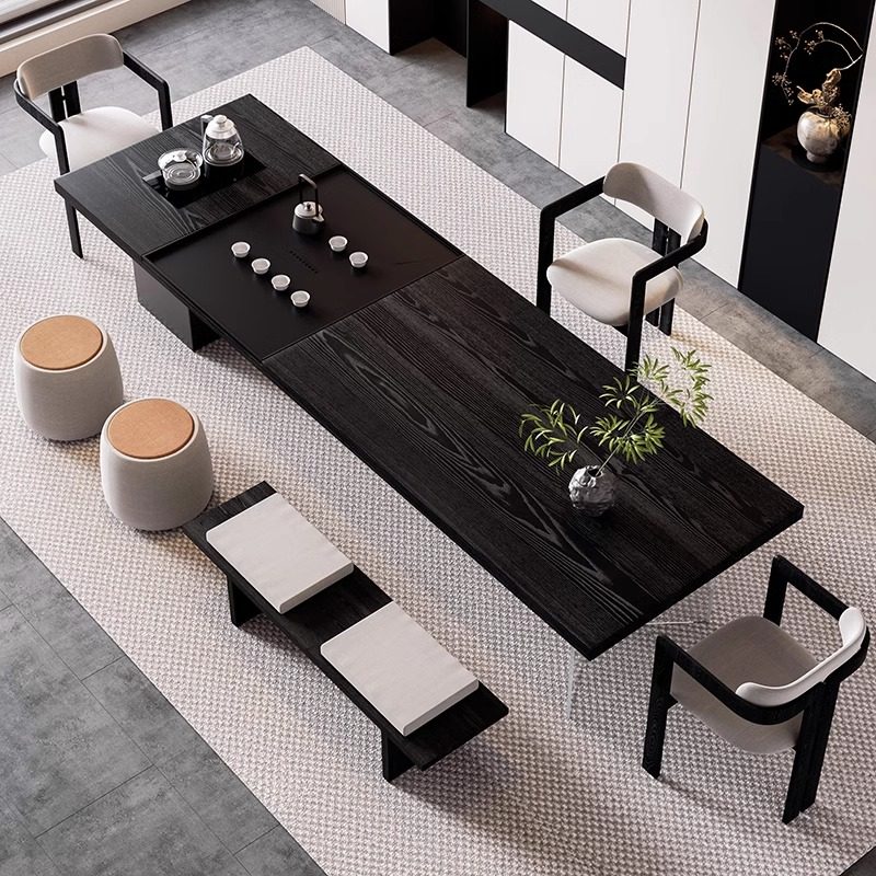 2025新款侘寂风实木茶桌椅组合现代简约轻奢高级感家用茶台办公室,淘宝优惠券,粉丝福利购,淘宝优惠卷