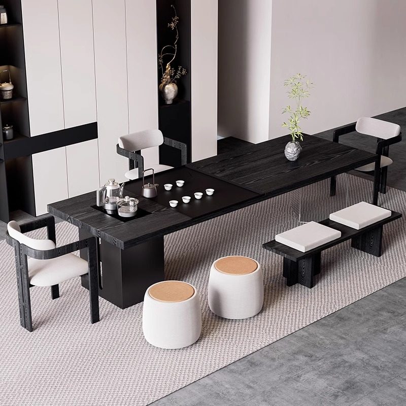 2025新款侘寂风实木茶桌椅组合现代简约轻奢高级感家用茶台办公室,淘宝优惠券,粉丝福利购,淘宝优惠卷