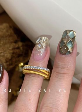 桃思竹中古金色拉丝闪钻