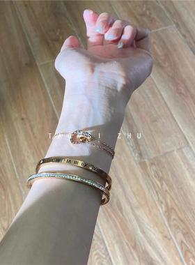 桃思竹罗马数字钛钢时尚