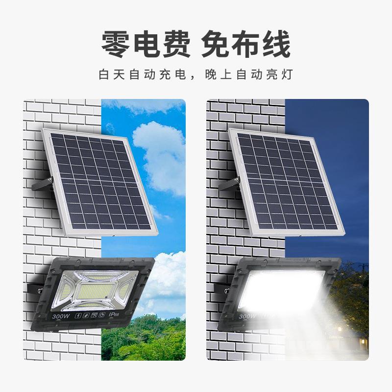 工程款充电式太阳能投光灯家用灯庭院户外室外广告工地超亮灯防水 - 图2