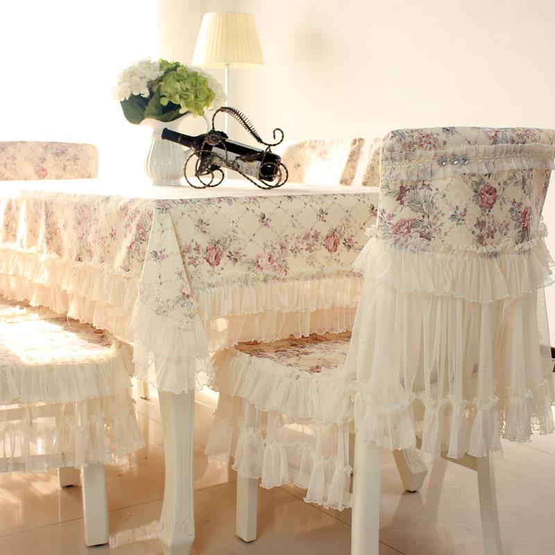 欧式餐桌布椅套椅垫套装茶几桌布长方形蕾丝餐桌椅子套罩通用家用 - 图1