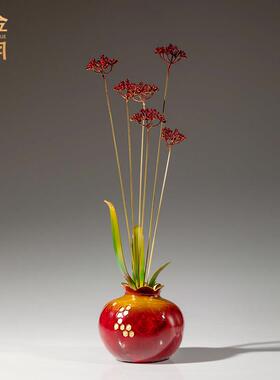 《繁花似锦》铜金岁月黄铜摆件铜器工艺礼品摆饰新中式家居客厅玄