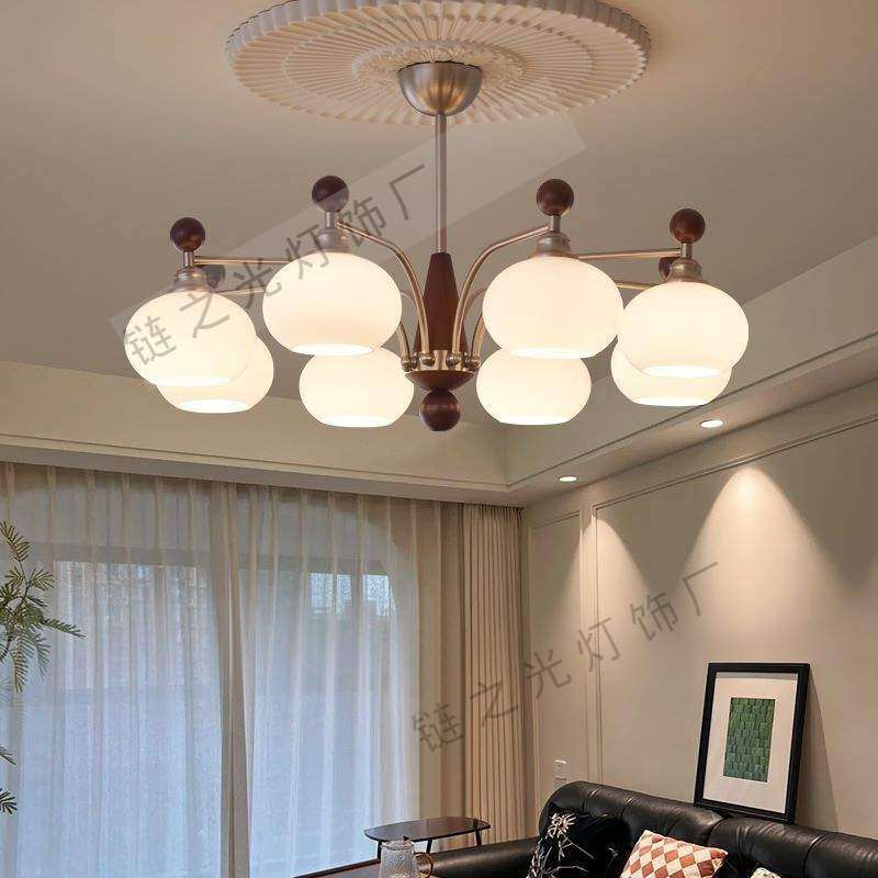 全光谱柿子吊灯美式复古胡桃木大厅灯具中古南洋风创意魔豆客厅灯,淘宝优惠券,粉丝福利购,淘宝优惠卷