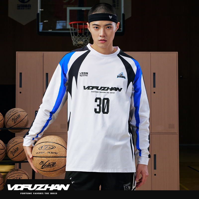 维动长袖赴战投篮服T恤男美式篮球训练服运动跑步上衣透气网眼潮V - 图1