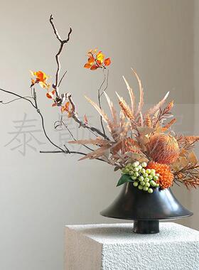 简约JJ现代纹路琉璃花瓶桌花面仿真组合民宿客厅艺玄关室内摆装饰