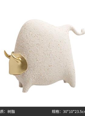 砂金角牛摆件艺KTZRTZ品金树脂斗牛工桌摆客厅酒色柜茶几家岩居摆