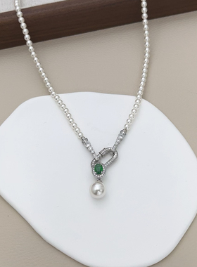 爆闪万能扣施家珍珠項链女短款baby珠小众设计高级感锁骨链毛衣链