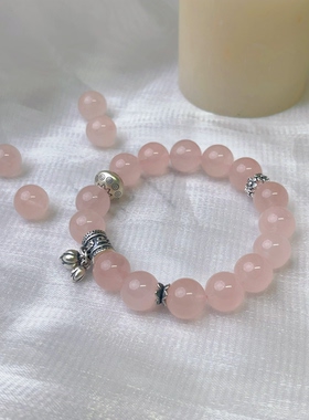 露思同款粉晶手串天然马达加斯加粉水晶S925银送朋友送闺蜜旺人缘