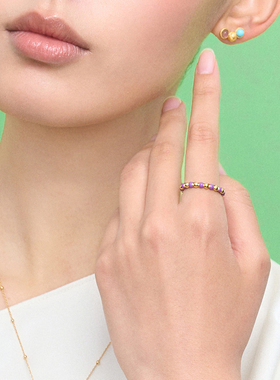 【新品】宝得意有球必应蹴鞠系列鎏彩金珠戒指叠戴百搭生日礼物