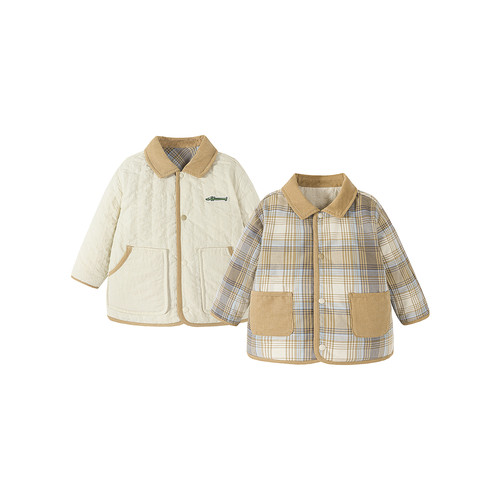 [魔法棉]迷你巴拉巴拉男童宝宝棉服双面穿保暖翻领外套2025秋新款 - 图3