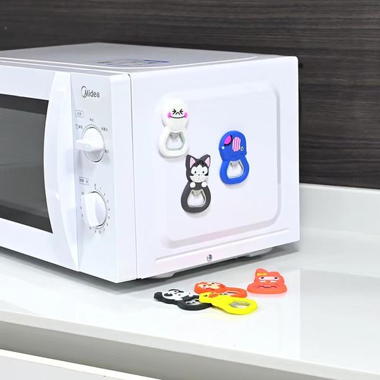 卡通开瓶器冰箱贴pvc软胶立式磁吸便携啤酒开瓶器折叠起瓶器礼品