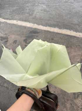 清透绿色雨伞女小巧可携式学生