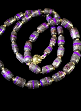 天然南非老料舒俱来丝绒紫项链圆珠桶珠项链毛衣链锁骨链送礼