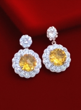 轻奢特级暴力黄水晶纯银豪镶吊坠