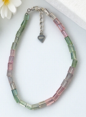 超美治愈天然马卡龙碧玺冰透纯净体随型手链时尚精致百搭正品保证