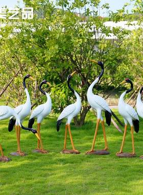 真仙鹤摆件丹顶鹤雕塑花园BL0001庭院假山水璃池玻仿钢动观物园林