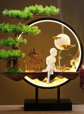 新中式禅意摆件灯圈小夜灯家居装饰品客厅办公室桌面创意开业礼品