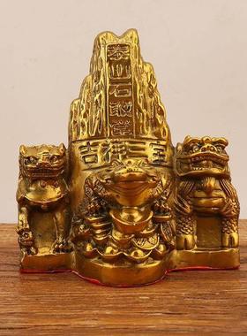 铜石敢当摆件泰山石敢当彷古双狮客厅办公室摆饰工艺品收藏品定制