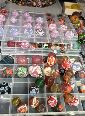 2025mm配珠寿桃蝙蝠国风藏传雕刻老琉璃珠子套料diy手链项链吊坠