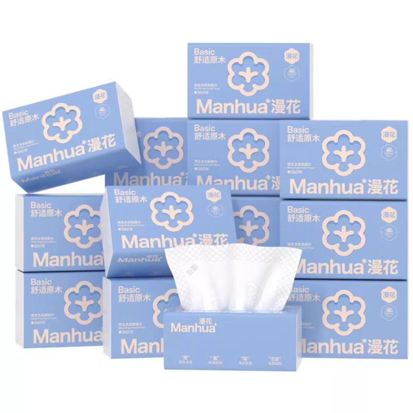 漫花24大包抽纸整箱批家用宿舍实惠装餐巾纸纸抽卫生纸巾面巾纸抽,淘宝优惠券,粉丝福利购,淘宝优惠卷