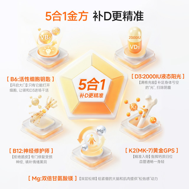 Yianmei vd3 ວິຕາມິນ D3k2 ແມກນີຊຽມຫ້າໃນຫນຶ່ງ