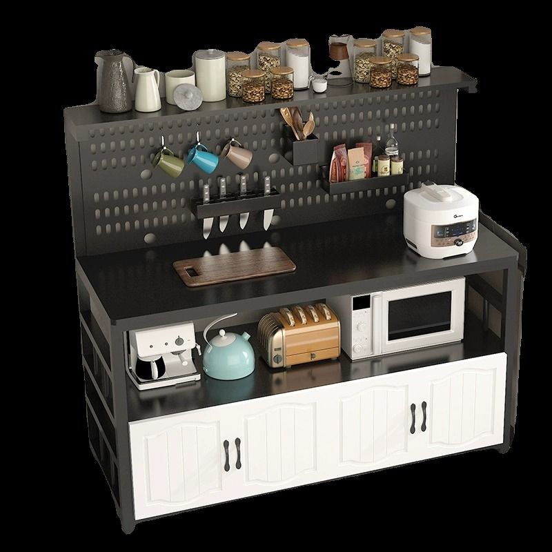 Perforated board storage rack kitchen workbench multi-layer vegetable cutting table floor-standing multi-function O-function seasoning storage storage side