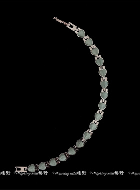 蓝色爱心猫眼石设计感手链