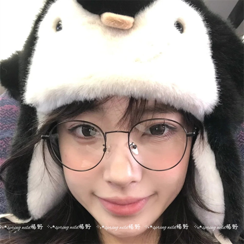 可爱搞怪小企鹅毛绒帽子女加厚保暖防寒护耳显脸小针织毛线套头帽,淘宝优惠券,粉丝福利购,淘宝优惠卷