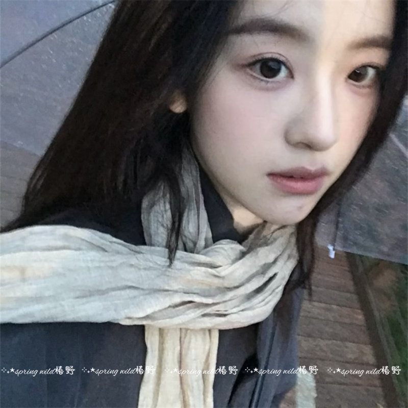 神仙藤井树同款清冷感废土风复古文艺褶皱围巾秋季故事氛围感丝巾