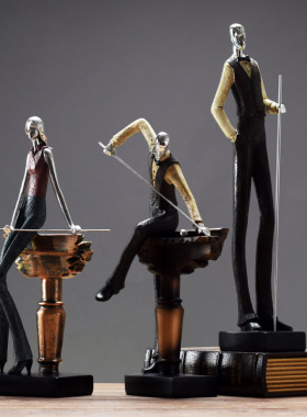 欧式复古打台球人物摆件家居书房玄关酒柜咖啡厅台球X会所装饰摆